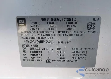 2017 GMC Yukon Slt from USA, damaged, VIN 1GKS2BKC9HR125757
